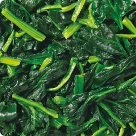 過熱蒸気で加熱することにより、解凍後の素材の甘みの流出を抑え、生鮮品に近い品質に仕上げました。必要な分だけ使える、便利なバラ凍結のほうれん草です。炒め物や胡麻和えなど、ほうれん草本来の風味や甘みをお楽しみいただけます。自然解凍でお召し上がりいただけます。