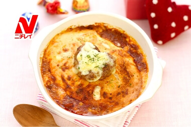 ハートハンバーグのミラノ風ドリア