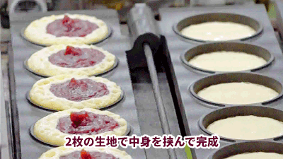 2枚の生地で中身を挟んで完成